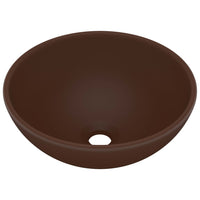 Lavandino Lusso Rotondo Marrone Scuro Opaco 32,5x14 cm Ceramica