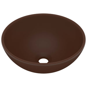 Lavandino Lusso Rotondo Marrone Scuro Opaco 32,5x14 cm Ceramica