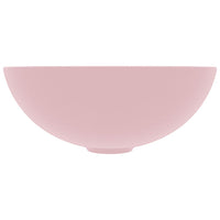 Lavandino da Bagno in Ceramica Rosa Opaco Rotondo 146977