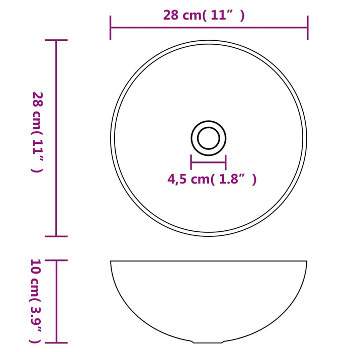 Lavandino da Bagno in Ceramica Rosa Opaco Rotondo 146977