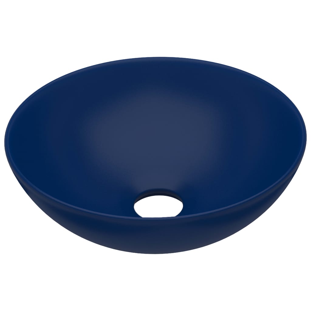 Lavandino da Bagno in Ceramica Blu Scuro Rotondo 146979