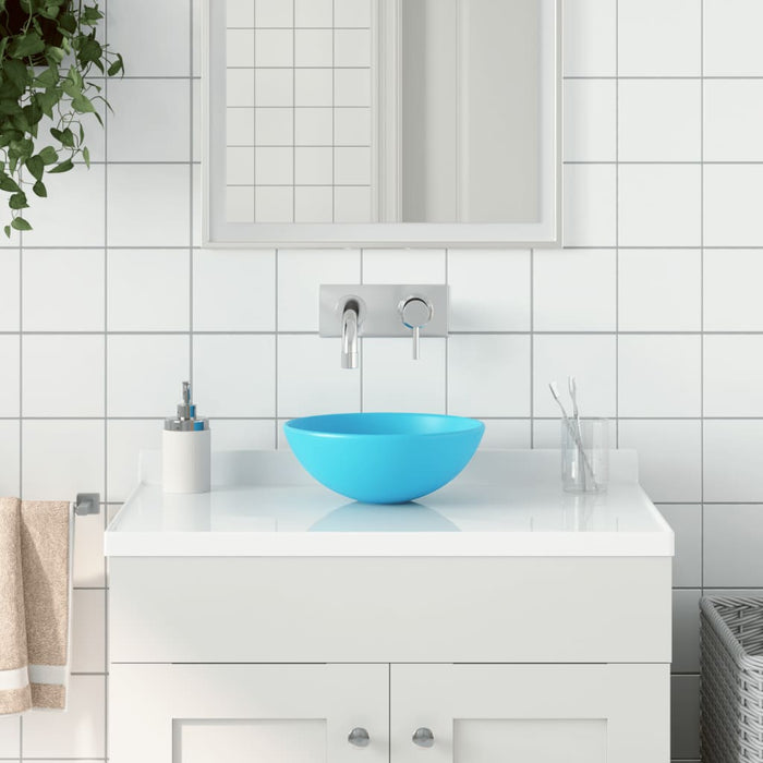 Lavandino da Bagno in Ceramica Verde Chiaro Rotondo 146980