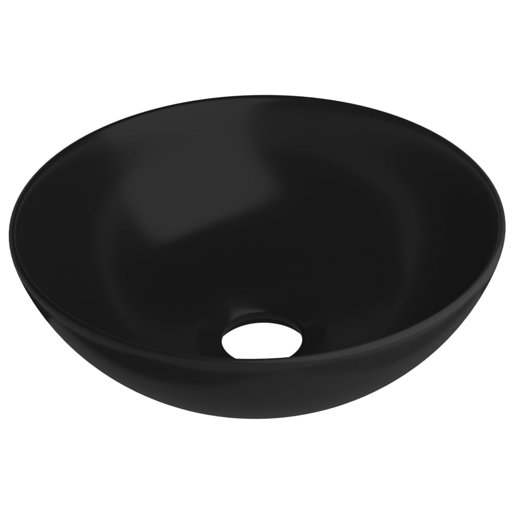 Lavandino da Bagno in Ceramica Nero Opaco Rotondo 146986