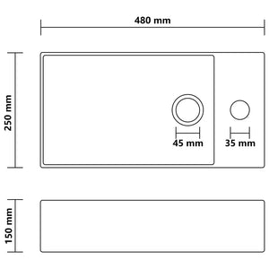 Lavandino con Troppopieno in Ceramica Bianco Opaco cod mxl 49628