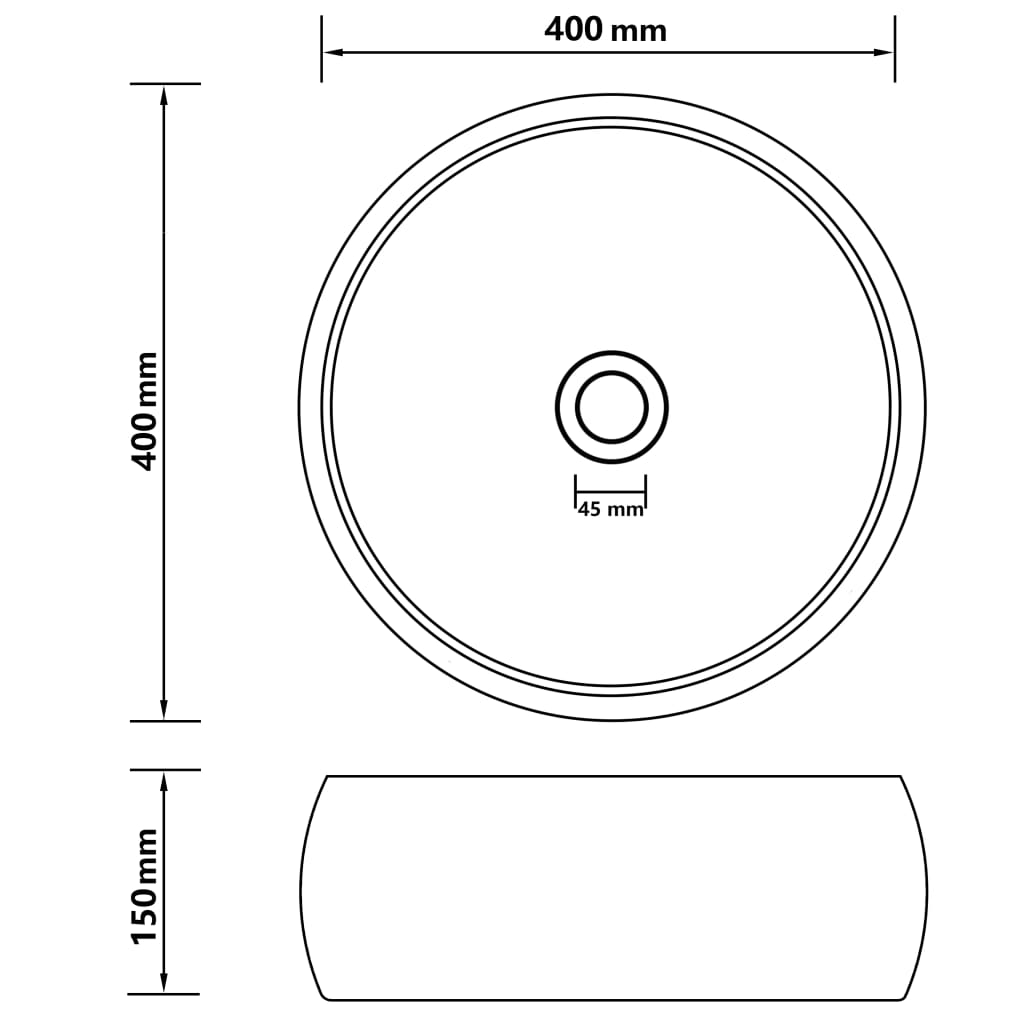 Lavandino Lusso Rotondo Bianco Opaco 40x15 cm in Ceramica cod mxl 49616