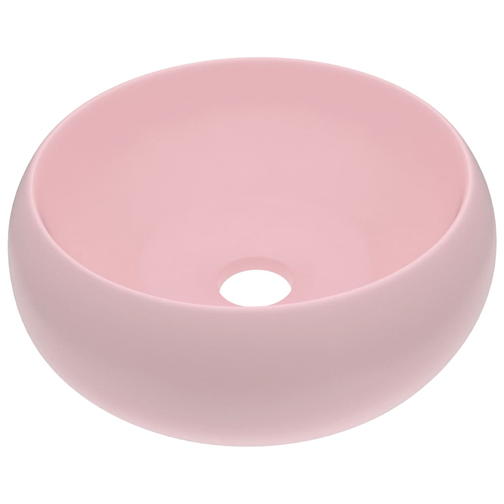 Lavandino Lusso Rotondo Rosa Opaco 40x15 cm in Ceramica cod mxl 49299