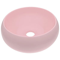 Lavandino Lusso Rotondo Rosa Opaco 40x15 cm in Ceramica cod mxl 49299