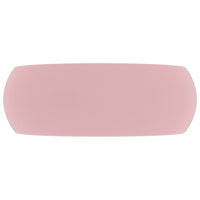 Lavandino Lusso Rotondo Rosa Opaco 40x15 cm in Ceramica cod mxl 49299