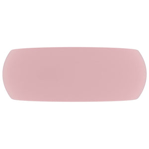 Lavandino Lusso Rotondo Rosa Opaco 40x15 cm in Ceramica cod mxl 49299