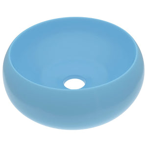 Lavandino Lusso Rotondo Azzurro Opaco 40x15 cm in Ceramica cod mxl 35403