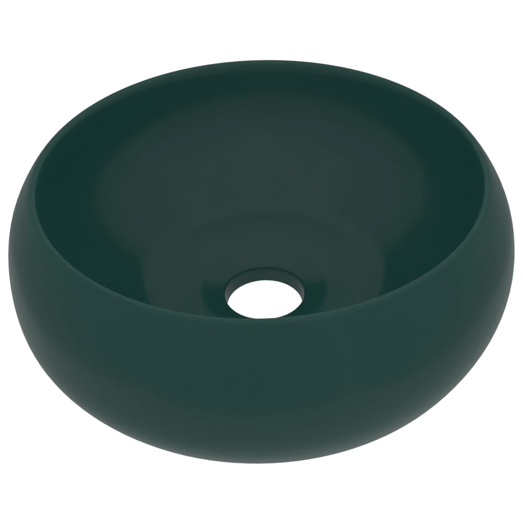 Lavandino Lusso Rotondo Verde Scuro Opaco 40x15 cm in Ceramica cod mxl 41500