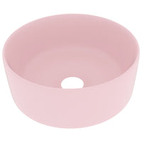 Lavandino Lusso Rotondo Rosa Opaco 40x15 cm in Ceramica cod mxl 45036