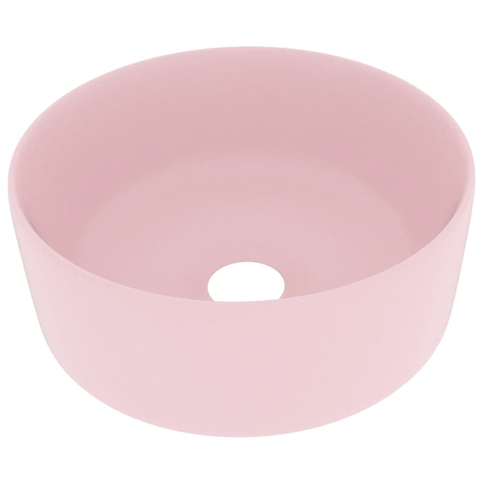 Lavandino Lusso Rotondo Rosa Opaco 40x15 cm in Ceramica cod mxl 45036