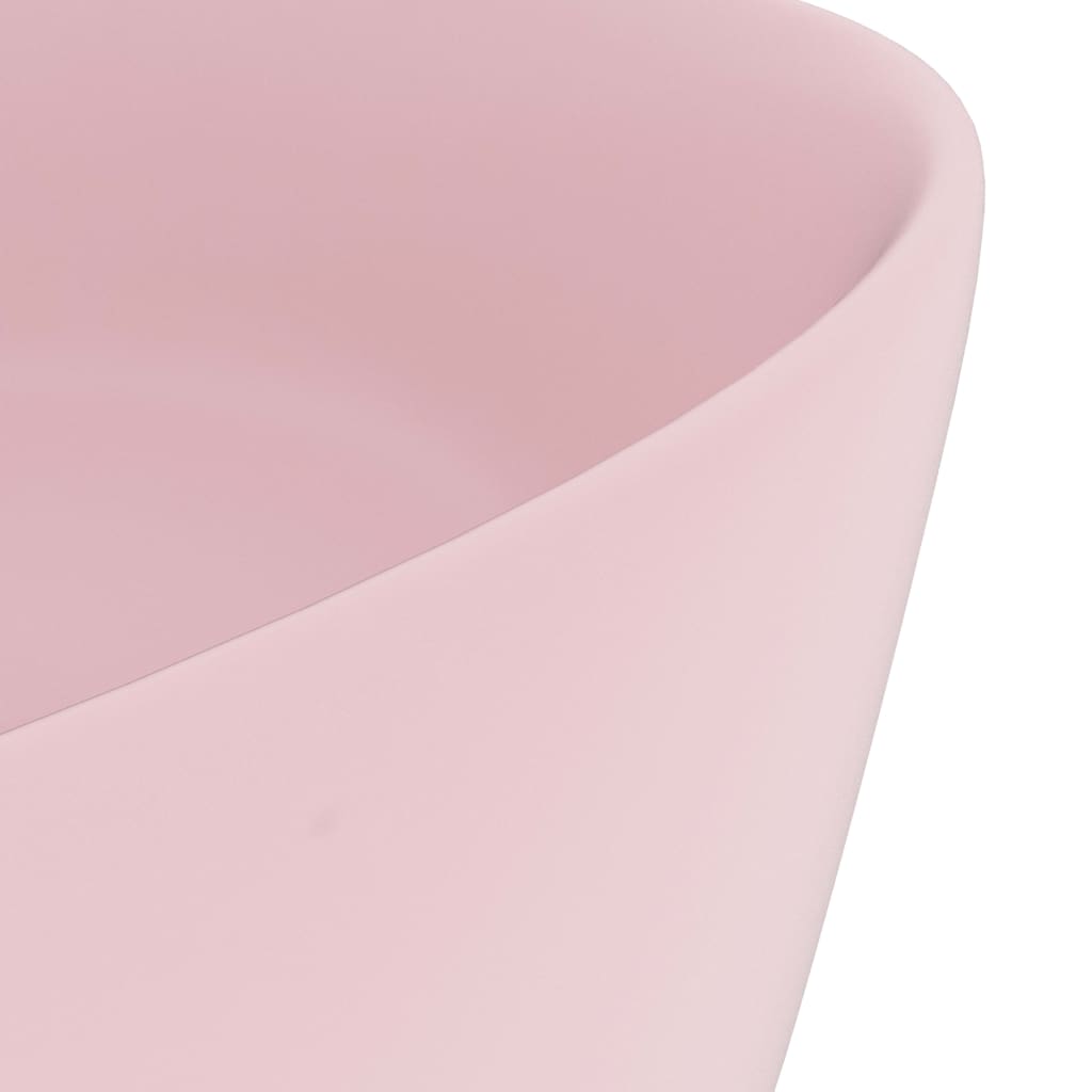 Lavandino Lusso Rotondo Rosa Opaco 40x15 cm in Ceramica cod mxl 45036