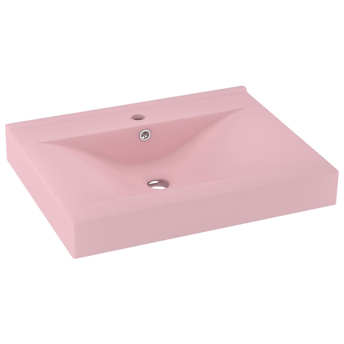 Lavandino con Foro Rubinetto Rosa Opaco 60x46 cm in Ceramica cod mxl 47998