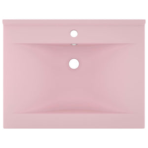 Lavandino con Foro Rubinetto Rosa Opaco 60x46 cm in Ceramica cod mxl 47998