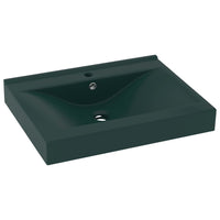 Lavabo con Foro Rubinetto Verde Scuro Opaco 60x46cm in Ceramica 147025