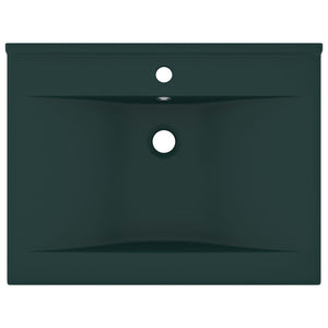 Lavabo con Foro Rubinetto Verde Scuro Opaco 60x46cm in Ceramica 147025