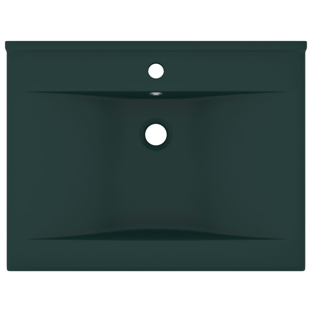 Lavabo con Foro Rubinetto Verde Scuro Opaco 60x46cm in Ceramica cod mxl 41237