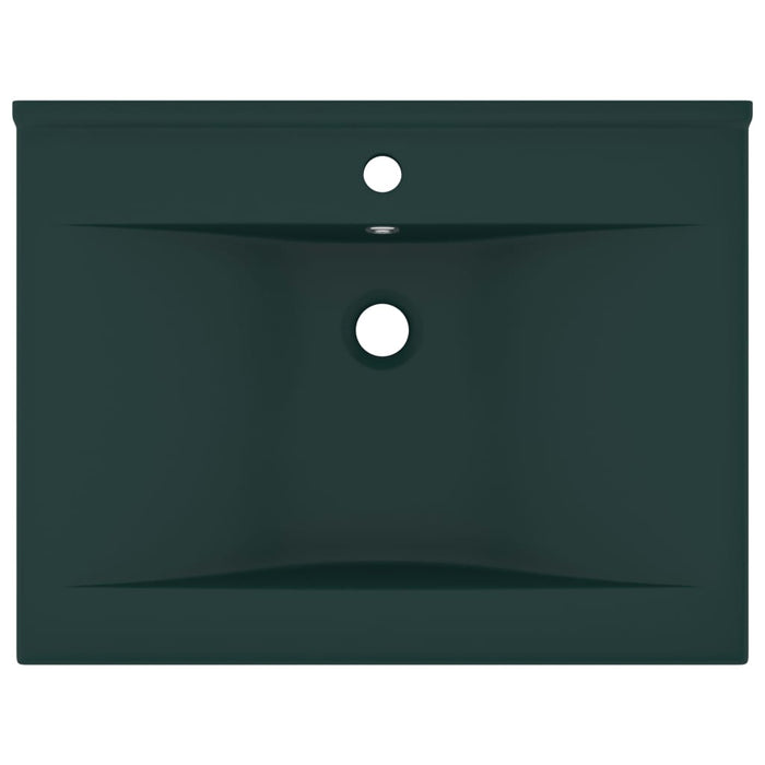 Lavabo con Foro Rubinetto Verde Scuro Opaco 60x46cm in Ceramica cod mxl 41237