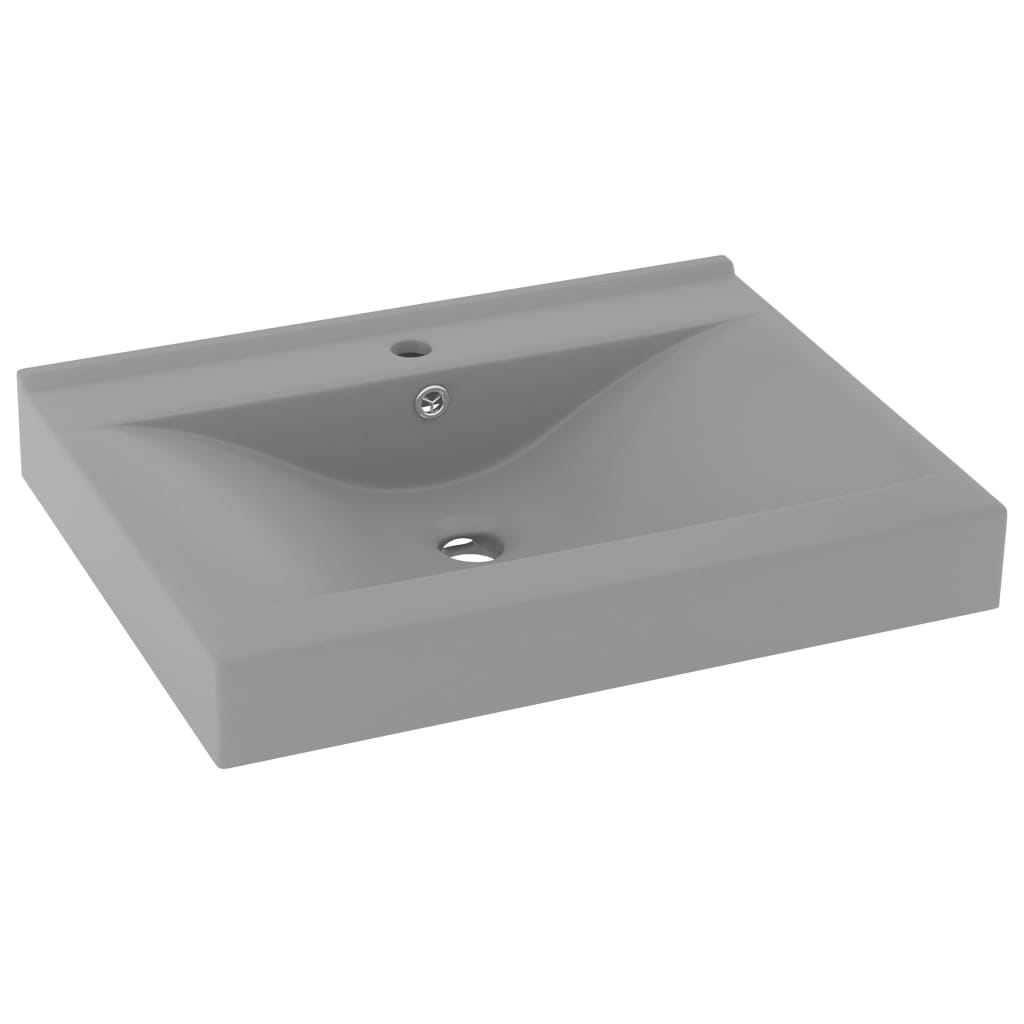 Lavabo con Foro Rubinetto Grigio Chiaro Opaco 60x46 cm Ceramica cod mxl 53739