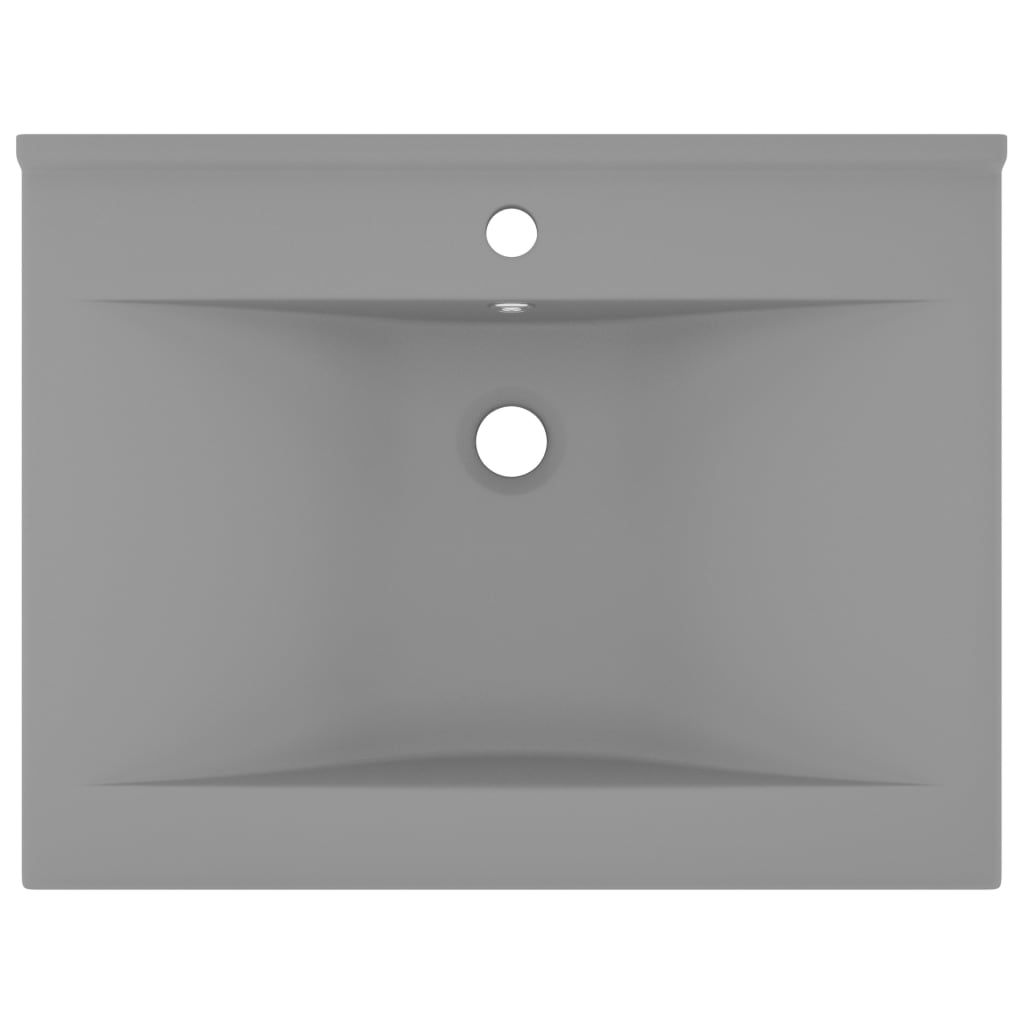 Lavabo con Foro Rubinetto Grigio Chiaro Opaco 60x46 cm Ceramica cod mxl 53739