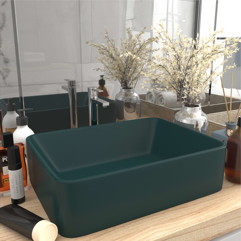 Lavandino Luxury Verde Scuro Opaco 41x30x12 cm in Ceramica 147047