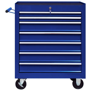 Carrello Portautensili con 7 Cassetti per Officina Blu 147173