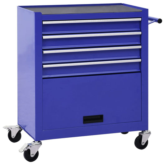 Carrello Portautensili con 4 Cassetti in Acciaio Blu 147188