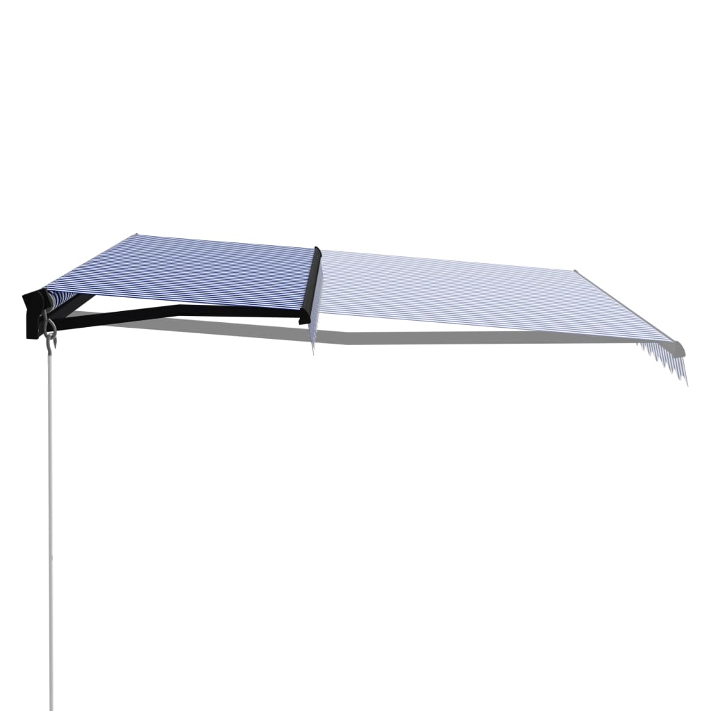 Tenda da Sole Retrattile Manuale 400x300 cm Blu e Bianca 3055190