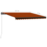 Tenda da Sole Retrattile Manuale 450x300 cm Arancione e Marrone cod mxl 43623