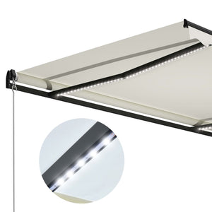 Tenda da Sole Retrattile Manuale con LED 400x300 cm Crema cod mxl 73732