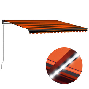 Tenda da Sole Retrattile Manuale LED 400x300 cm Arancio Marrone cod mxl 43624