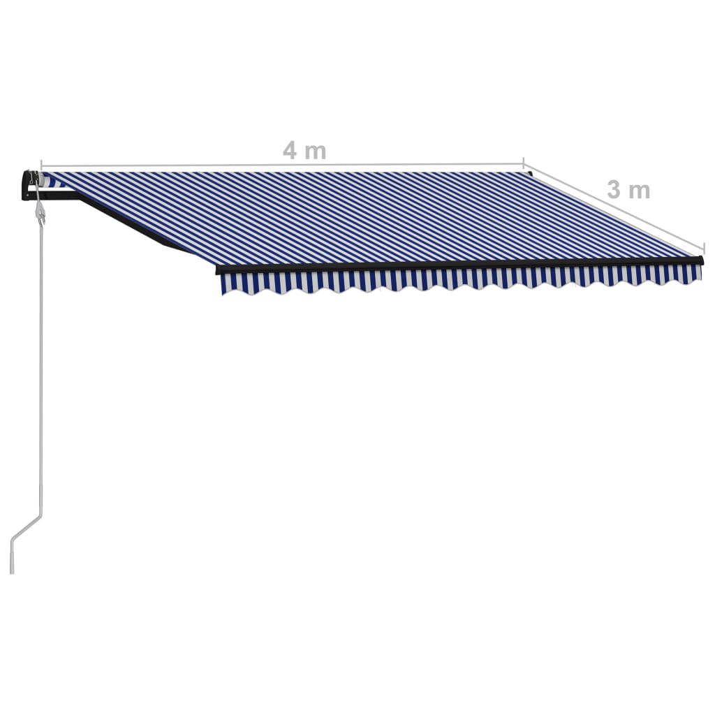 Tenda da Sole Retrattile Automatica 400x300 cm Blu e Bianca