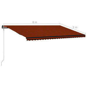 Tenda da Sole Retrattile Automatica 600x300cm Arancio e Marrone 3055273