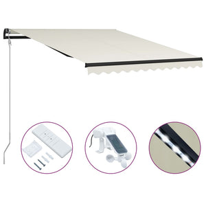 Tenda da Sole con Sensore Vento e LED 300x250 cm Crema cod mxl 57612