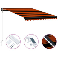 Tenda da Sole Retrattile Sensore LED 350x250 cm Arancio Marrone cod mxl 43597