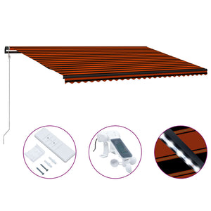 Tenda da Sole Retrattile Sensore LED 600x300cm Arancio Marrone