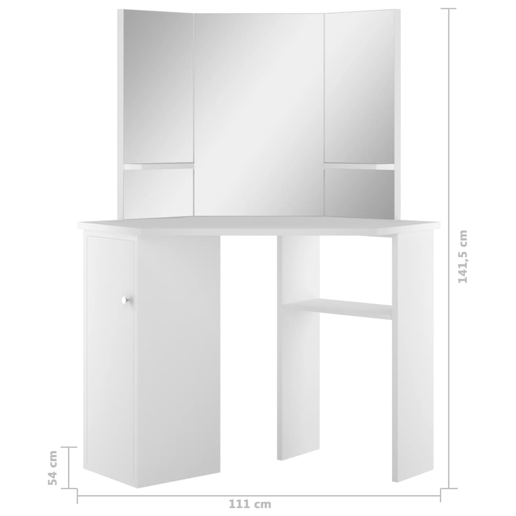 Toeletta Tavolino da Trucco ad Angolo Bianco 288451