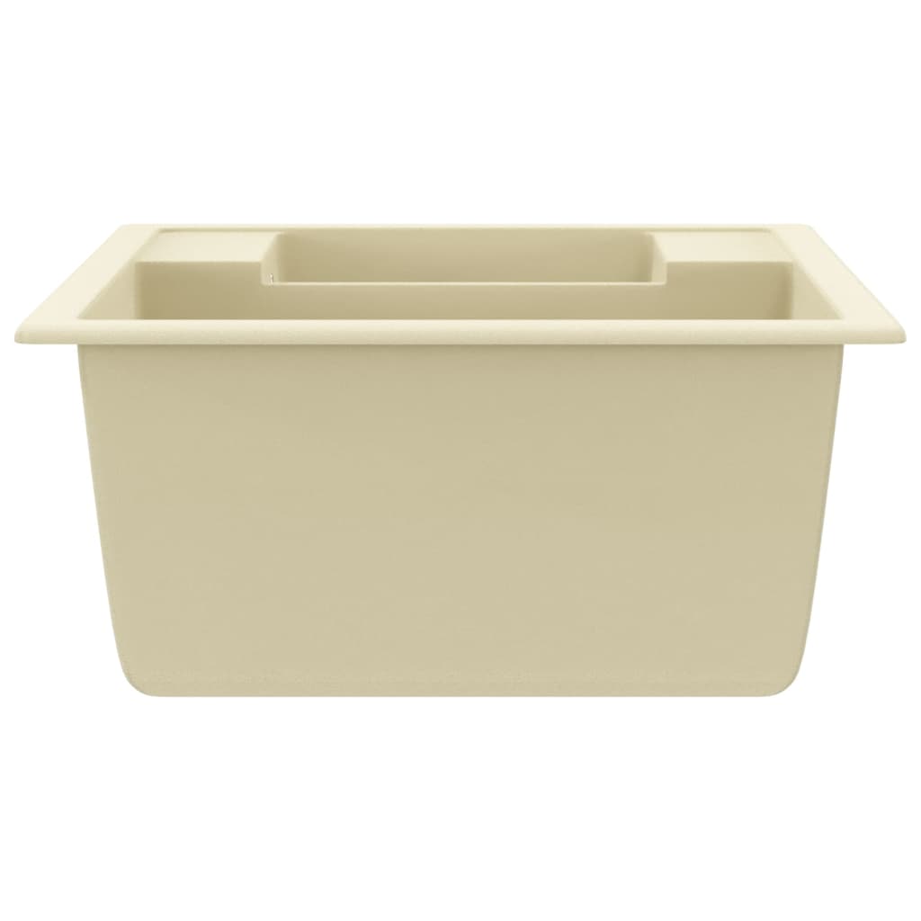 Lavello da Cucina Doppio con Foro Troppopieno Beige in Granito cod mxl 40586