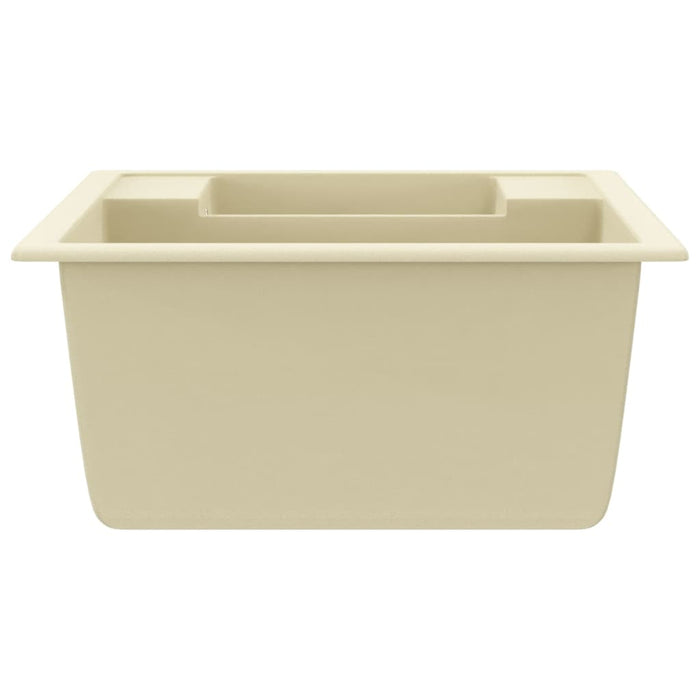 Lavello da Cucina Doppio con Foro Troppopieno Beige in Granito cod mxl 40586