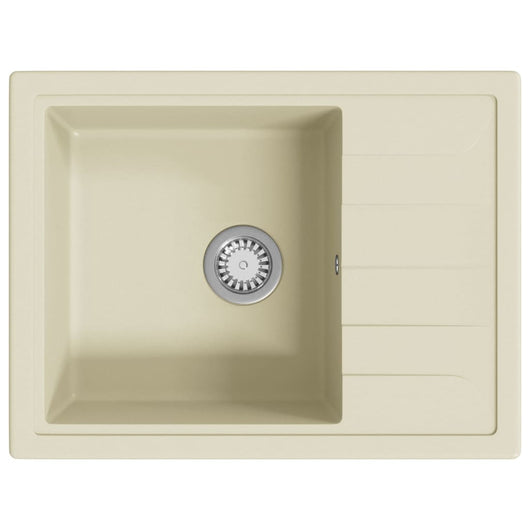 Lavello da Cucina con Foro Troppopieno Ovale Beige in Granito 147103