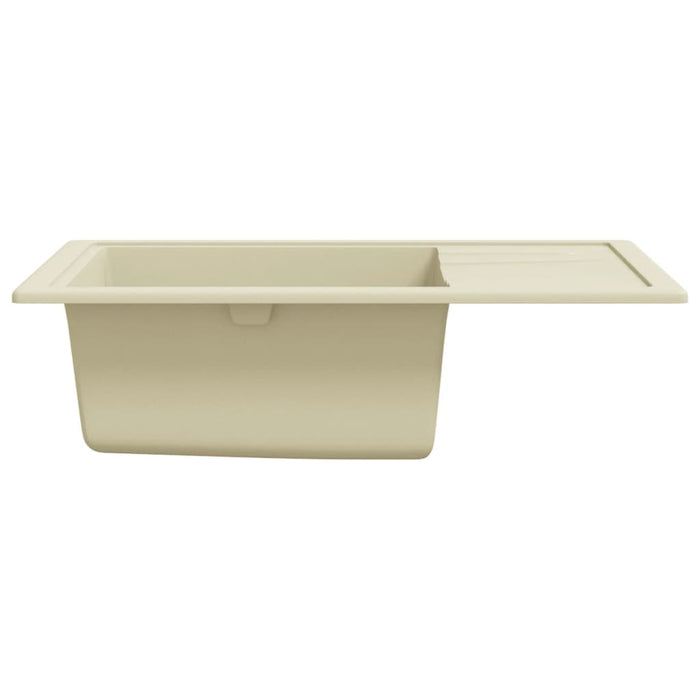 Lavello da Cucina con Foro Troppopieno Ovale Beige in Granito cod mxl 45482