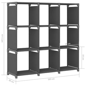 Mensola con 9 Vani a Cubo Grigia 103x30x107,5 cm in Tessuto cod mxl 6086