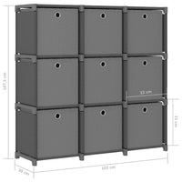 Mobile con 9 Scatole a Cubo Grigio 103x30x107,5 cm in Tessuto 322613