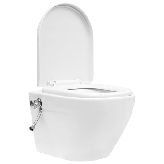 WC a Muro senza Bordo con Sciacquone Nascosto Ceramica Bianco 3055348