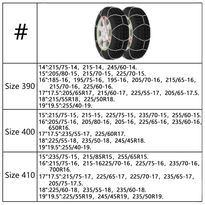 Catene da Neve per Pneumatici 2 pz 9 mm KN60 210599