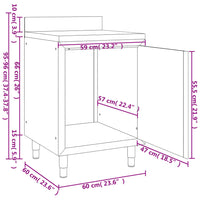 Mobiletto da Cucina Commerciale in Acciaio Inox 60x60x96 cm 147229