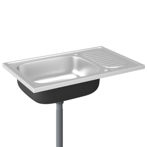 Lavello da Cucina con Scarico Argento 800x500x155 in Acciaio 147232