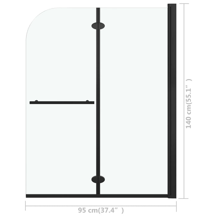 Box Doccia Pieghevole a Libro 2 Pannelli in ESG 95x140 cm Nero cod mxl 54260